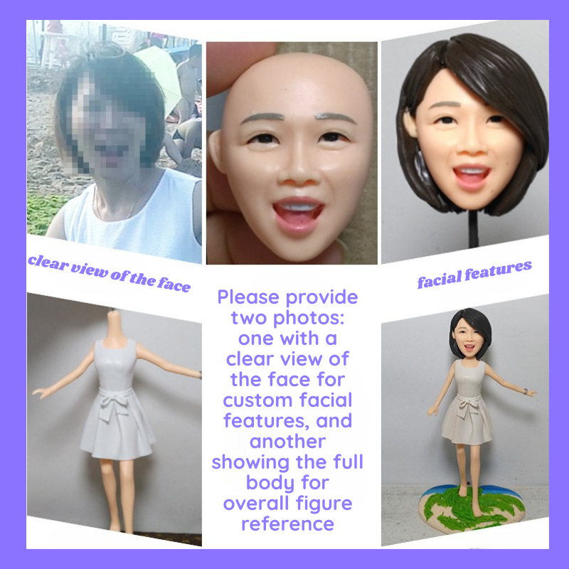 Collage of a doll with customizable facial features and full body reference. Personalized couple present. Gift for boyfriend girlfriend. Custom-made. Personalized. Perfect gift idea. Meaningful keepsake. Wedding gift. Anniversary gift. Birthday gift