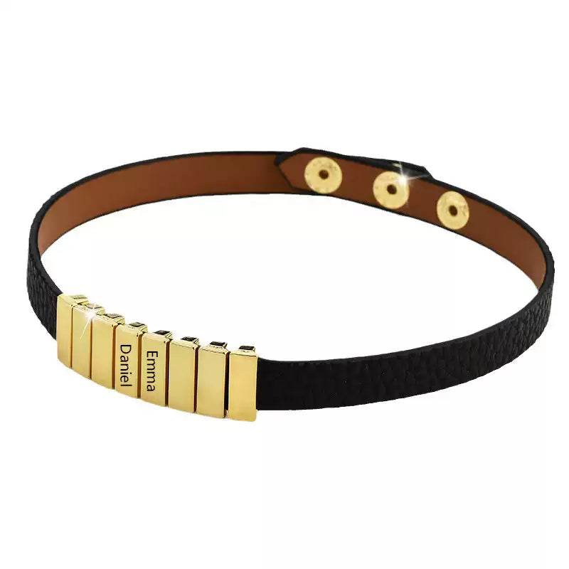 Black belt with gold buckle on a white background. Stainless Steel Name Jewelry. Custom Gift-Personalized. gift for boyfriend / girlfriend. long-distance relationship gift meaningful keepsake. Memory gift. Christmas couple gift. Birthday Gift. Leather Belt Name Necklace