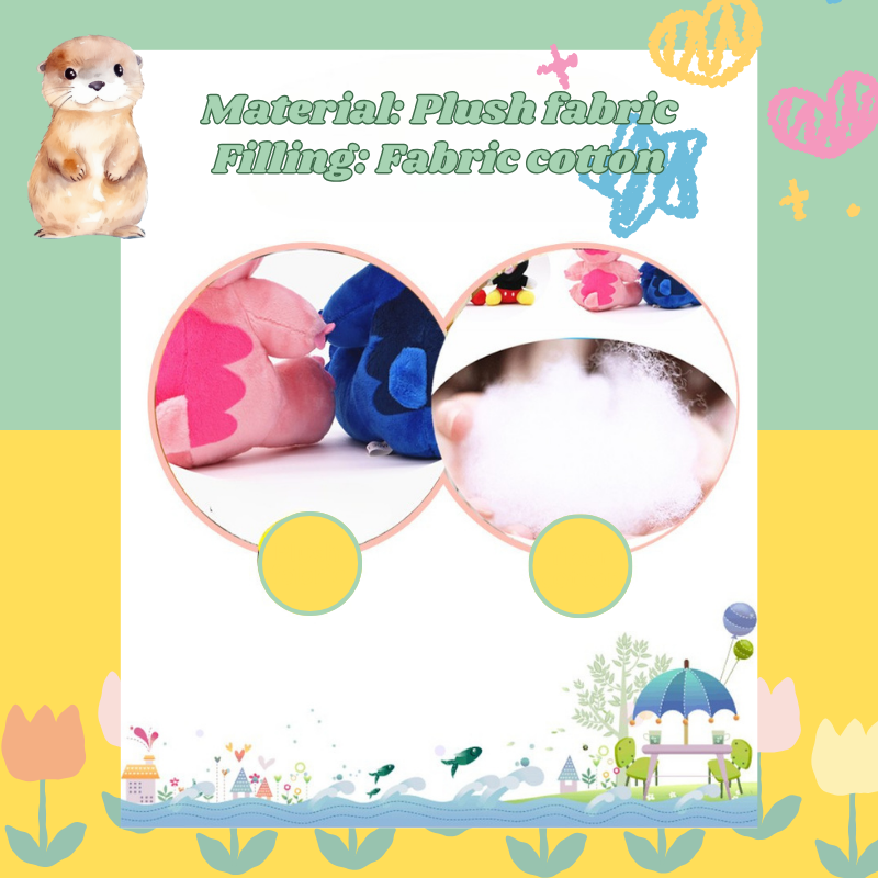 Product packaging with plush toys and text about material and filling on a colorful background. Material : Plush fabric. Filling : Fabric cotton. Custom Gift-Personalized Talking Photo Keychain, gift for couples, ift for boyfriend / girlfriend long-distance relationship gift meaningful keepsake