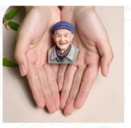 Small photo of an elderly person held between two hands against a light background 6cm figurine. Personalized 3D printed resin memorial bust, keepsake gift, Custom resin 3D bust, Grateful memorial for loved one. Unique memorial sculpture. Cherishes memories. Grateful memorial 3D printed resin bust. Personalized keepsake
