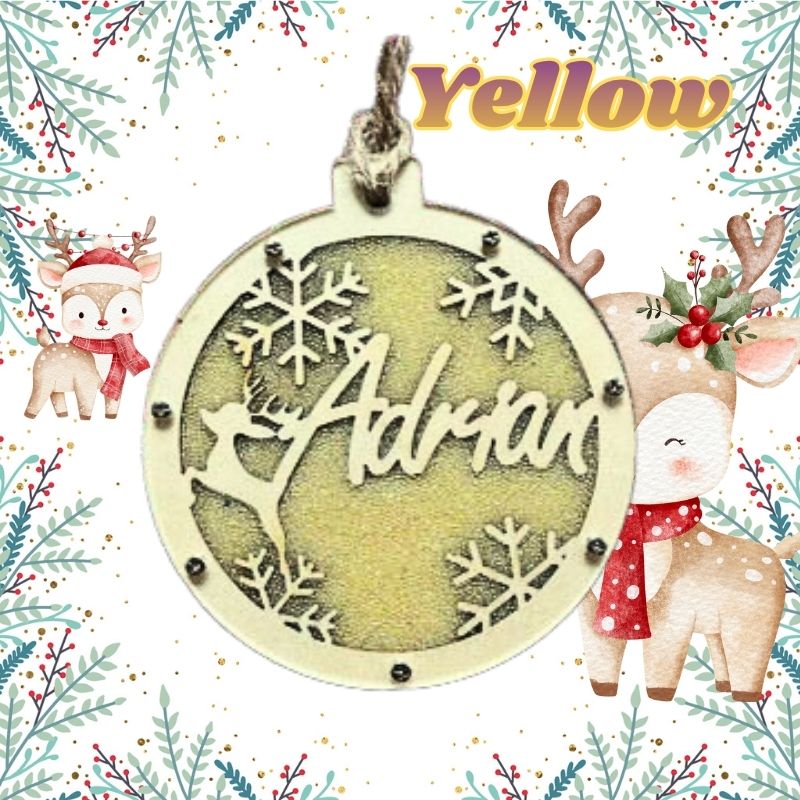 Decorative pendant with 'Adrian' engraved, surrounded by Christmas-themed illustrations. custom Christmas Gift