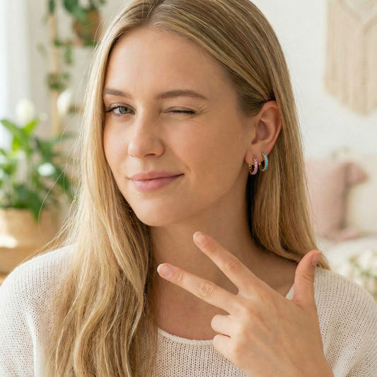 Starlight Birthstone Huggie Earrings