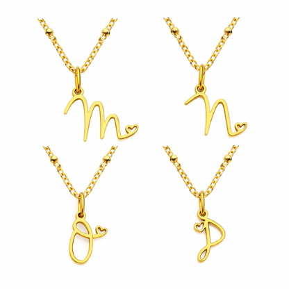 Letter Muse - Heart Script Necklace
