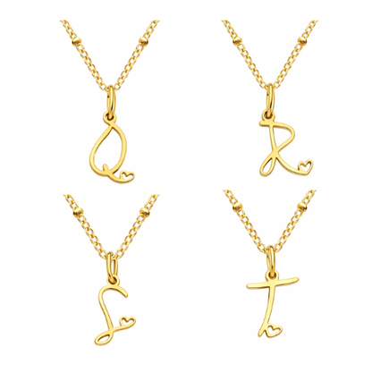 Letter Muse - Heart Script Necklace