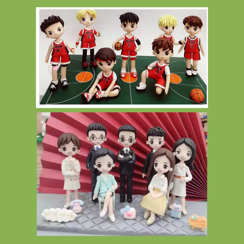 Figurines of basketball players and a family on a green and red background Personalized couple present. Gift for boyfriend girlfriend. Custom-made. Personalized. Perfect gift idea. Meaningful keepsake. Wedding gift. Anniversary gift. Birthday gift